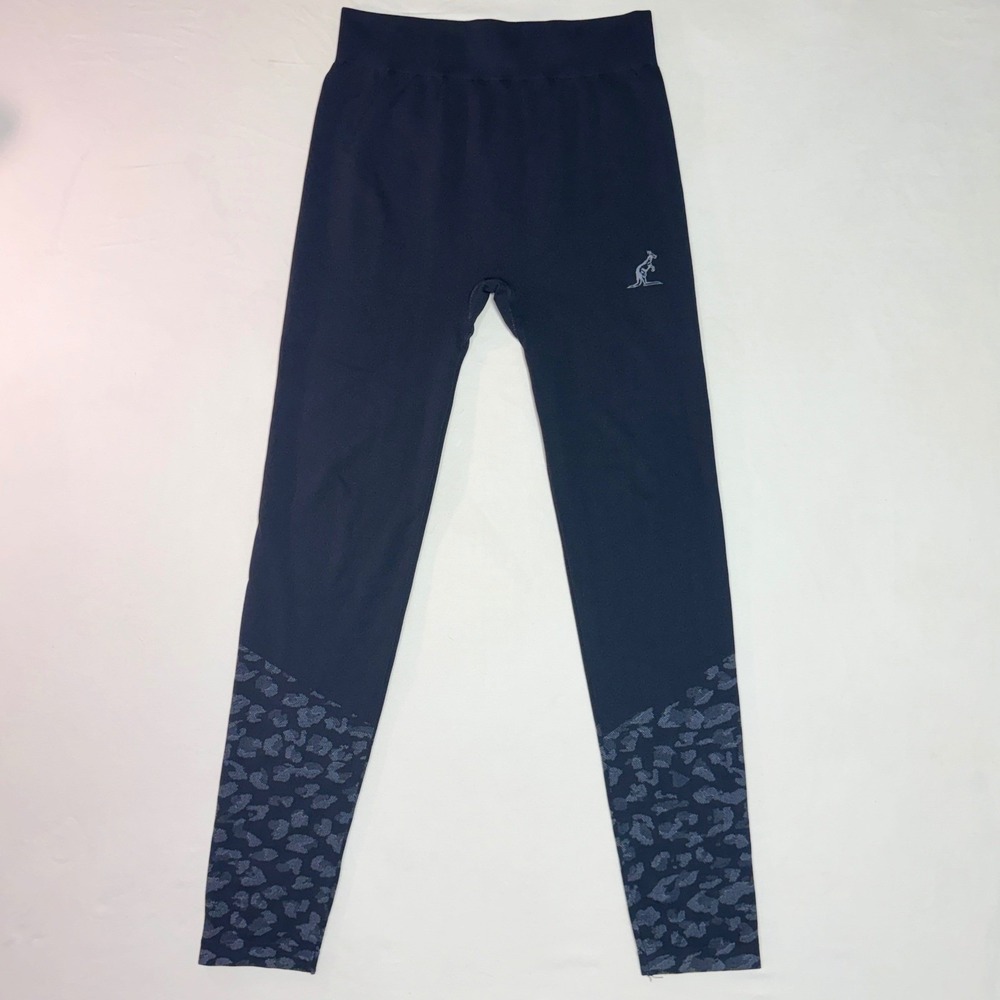 Australian Black Leopard Print Hem High Rise Active Leggings Women L/XL